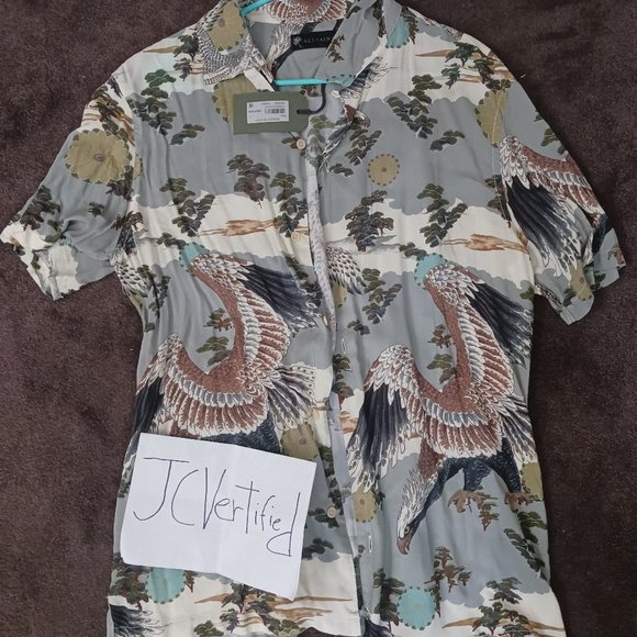 AllSaints Descent short sleeve eagle print shirt - Picture 1 of 1